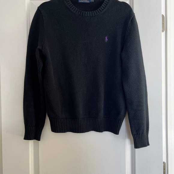 Ralph Lauren Black Crewneck Sweater with Purple Logo - Picture 5 of 5